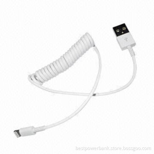 Mobile Phone USB Cable with Spring Cable for iPhone 5, White Color